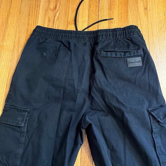 Dogg Supply Jogger Pants Mens Medium Snoop Black Stretch Tapered Cargo - Picture 5 of 11